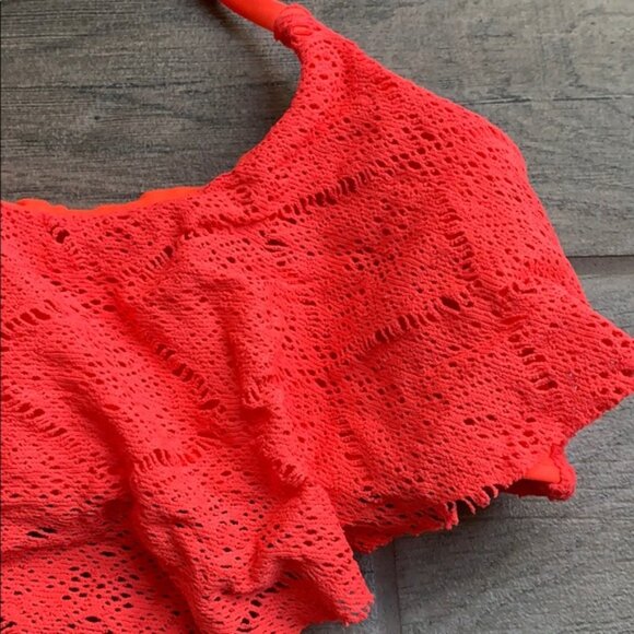 Xhilaration neon coral bikini top - Picture 2 of 4